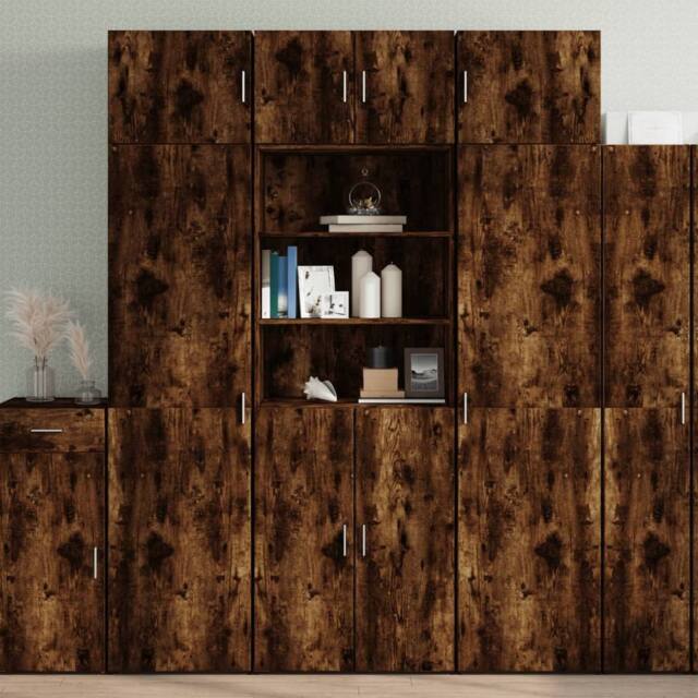 Berkfield Home Storage Cabinet Smoked Oak 70x42.5x225 cm Engineered Wood in Brown - image 1