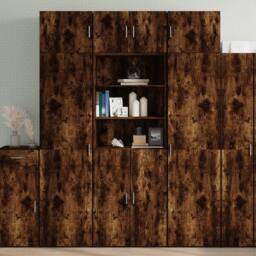 Berkfield Home Storage Cabinet Smoked Oak 70x42.5x225 cm Engineered Wood in Brown - thumbnail 1