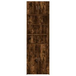 Berkfield Home Storage Cabinet Smoked Oak 70x42.5x225 cm Engineered Wood in Brown - thumbnail 4