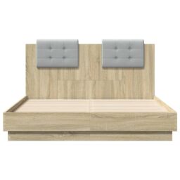 Berkfield Home Bed Frame with LED without Mattress Sonoma Oak 120x190 cm Small Double in Brown - thumbnail 6
