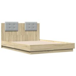 Berkfield Home Bed Frame with LED without Mattress Sonoma Oak 120x190 cm Small Double in Brown - thumbnail 3