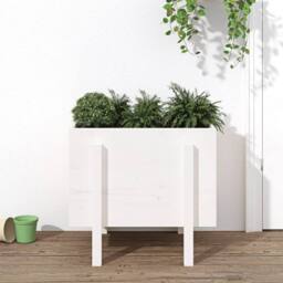 Berkfield Home Beautiful Garden Planter White 62x50x57 cm Solid Wood Pine - Size: 62 x 50 x 57 cm - thumbnail 2