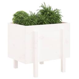 Berkfield Home Beautiful Garden Planter White 62x50x57 cm Solid Wood Pine - Size: 62 x 50 x 57 cm