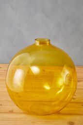Orsina Bottle Design Glass Vase, Narrow Mouth Cylindrical Flower Vase, Contemporary Coloured Vase for Homes in Yellow - thumbnail 2