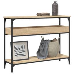 Berkfield Home Console Table with Shelf Sonoma Oak 100x29x75cm Engineered Wood in Tan - Size: 100 x 29 x 75 cm - thumbnail 2