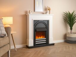 Adam Fires & Fireplaces Adam Warwick Fireplace Suite In Pure White & Black Cast Effect, 36 Inch - thumbnail 2