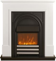 Adam Fires & Fireplaces Adam Warwick Fireplace Suite In Pure White & Black Cast Effect, 36 Inch