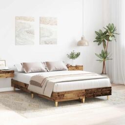 Berkfield Home Bed Frame No Mattress Old Wood 120x190 cm Small Double Engineered Wood in Brown - thumbnail 3