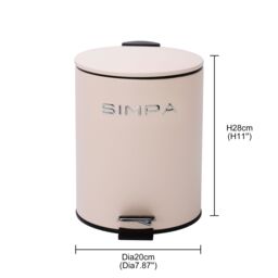 simpa 5L Slim Soft-Closing Pedal Dustbin in Cream - thumbnail 5