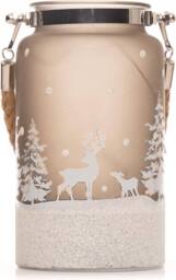 Shatchi 16cm Christmas Decorated Jar Table Forest Scene Frosty Lantern in Silver - thumbnail 4