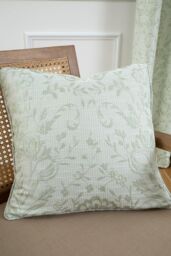 Curtina 'Marple' Woven Jacquard Filled Cushion in Light Green - Size: 43 cm x 43 cm