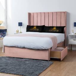 UK Bed Furniture Bella Wingback Divan Bed Base with 54 Inch Headboard - No Storage in Pink - Size: King - thumbnail 2