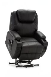 More4Homes Cinemo Dual Motor Rise Recliner Bonded Leather Heat & Massage Chair in Black - thumbnail 4