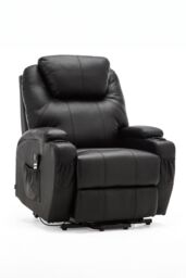 More4Homes Cinemo Dual Motor Rise Recliner Bonded Leather Heat & Massage Chair in Black - thumbnail 2