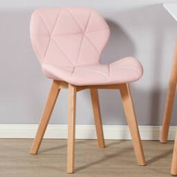 VOGREX Pink 2pcs Diamond Dining Chairs Beech Legs - thumbnail 5