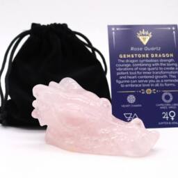 KDMD Rose Quartz Large Dragon Head Sculpture - Calming Gemstone Decor in Light Pink - thumbnail 3