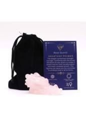 KDMD Rose Quartz Large Dragon Head Sculpture - Calming Gemstone Decor in Light Pink - thumbnail 1