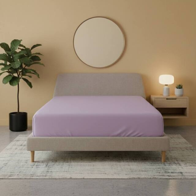 Snug City Flannelette Fitted Sheet Soft Brushed Cotton Bedding Warmth Comfort in Lilac - Size: King - image 1