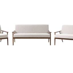 Wyld and Coco Retro Three Piece Living Room Set Grey Polyester Upholstery Dark - thumbnail 2