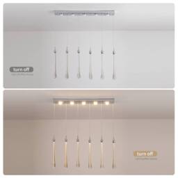 NIVOR Dimmable 6 Light Chrome Bubble Crystals LED Kitchen Island Pendant in White - thumbnail 3