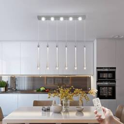 NIVOR Dimmable 6 Light Chrome Bubble Crystals LED Kitchen Island Pendant in White - thumbnail 6