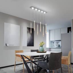 NIVOR Dimmable 6 Light Chrome Bubble Crystals LED Kitchen Island Pendant in White - thumbnail 9
