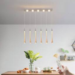 NIVOR Dimmable 6 Light Chrome Bubble Crystals LED Kitchen Island Pendant in White - thumbnail 7
