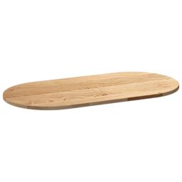 Berkfield Home Table Top 100x50x2 cm Solid Wood Oak Oval in Brown - Size: 100 x 50 x 2 cm - thumbnail 4
