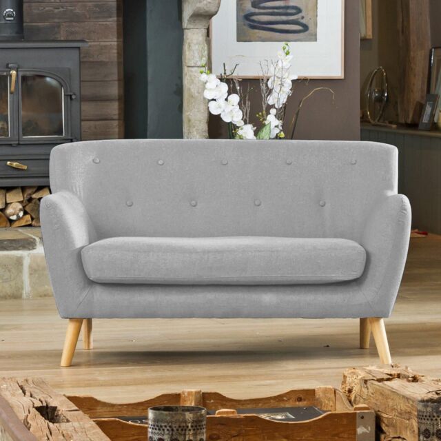 Artemis Home Lynwood 137cm Wide Scandi Style Hessian Fabric 2 Seat Sofa in Light Grey