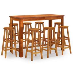 Berkfield Home 9 Piece Garden Bar Set Solid Wood Acacia in Brown - thumbnail 2