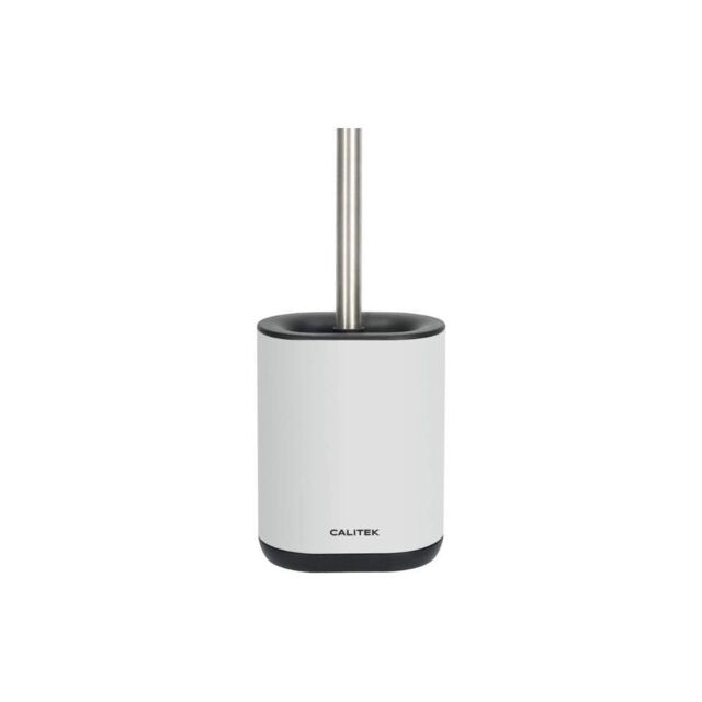 Calitek Toilet Brush Flexible Silicon Bristles & Brush Head with Non Slip Long Stainless Steel Handle White - image 1