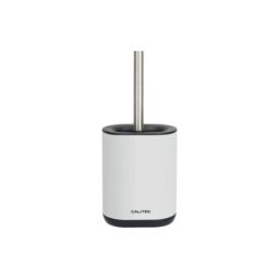 Calitek Toilet Brush Flexible Silicon Bristles & Brush Head with Non Slip Long Stainless Steel Handle White