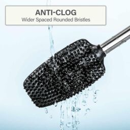 Calitek Toilet Brush Flexible Silicon Bristles & Brush Head with Non Slip Long Stainless Steel Handle White - thumbnail 4