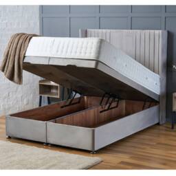 "BSSPOKE Charlotte Ottoman Divan Bed Plush Velvet 54"" Headboard & No Mattress in Taupe - Size: Single" - thumbnail 4
