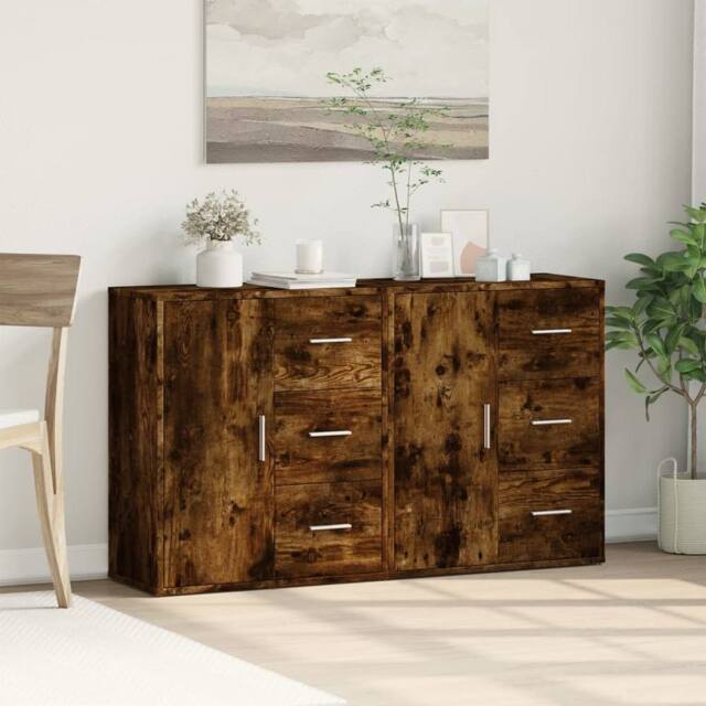 Berkfield Home Sideboards 2 pcs Smoked Oak 60x31x70 cm Engineered Wood in Brown - Size: 60 x 31 x 70 cm - image 1