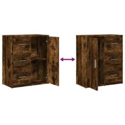 Berkfield Home Sideboards 2 pcs Smoked Oak 60x31x70 cm Engineered Wood in Brown - Size: 60 x 31 x 70 cm - thumbnail 8