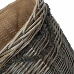 Red Hamper Large Antique Wash Round Storage Log Basket in Grey - thumbnail 3