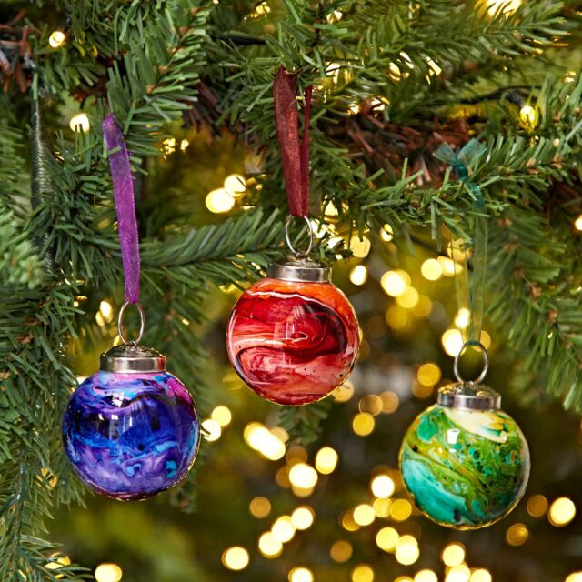 Paper High Set of 3 Coloured Repurposed Glass Marble Baubles - image 1
