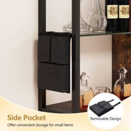 Costway Floating Shelves w/Lights Remote&APP Control 6-Tier Wall Mounted Shelf in Brown - thumbnail 5
