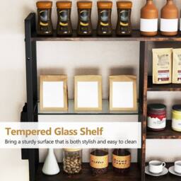 Costway Floating Shelves w/Lights Remote&APP Control 6-Tier Wall Mounted Shelf in Brown - thumbnail 6