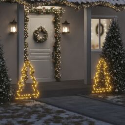 Berkfield Home Christmas Light Decoration with Ground Spikes Tree 115 LEDs 90 cm in Green - thumbnail 1