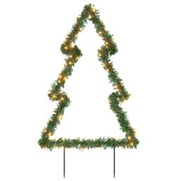 Berkfield Home Christmas Light Decoration with Ground Spikes Tree 115 LEDs 90 cm in Green - thumbnail 2