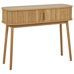 Wyld and Coco Console Table Light Brown Pine Legs Sliding Cabinet 100 x 35 cm - thumbnail 2