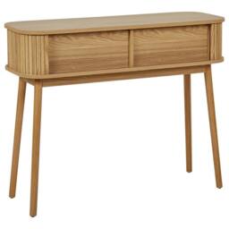 Wyld and Coco Console Table Light Brown Pine Legs Sliding Cabinet 100 x 35 cm - thumbnail 7