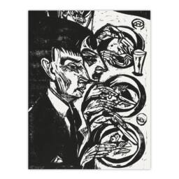 Artery8 Anxious Nervous People at Dinner Kirchner Framed Wall Art Print in Black - Size: A3 - thumbnail 3