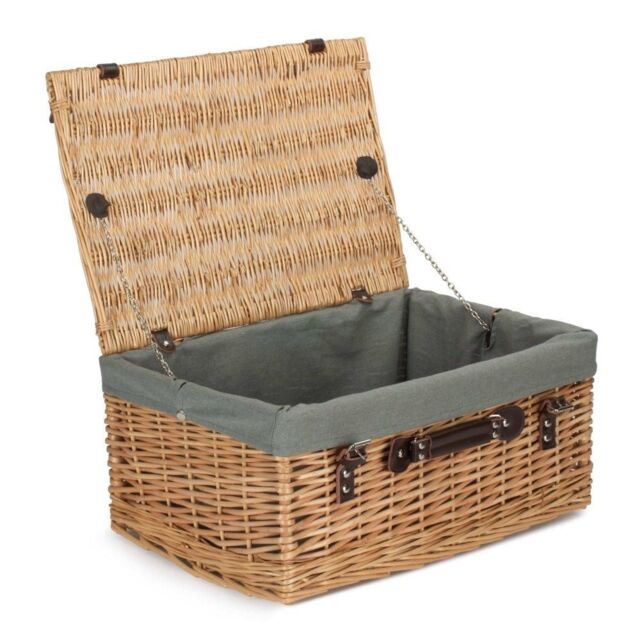 Red Hamper Wicker 51cm Buff Picnic Basket with Cotton Lining in Grey - image 1