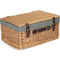 Red Hamper Wicker 51cm Buff Picnic Basket with Cotton Lining in Grey - thumbnail 3