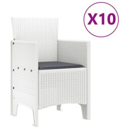 Berkfield Home 11 Piece Garden Dining Set with Cushions White Poly Rattan - thumbnail 5