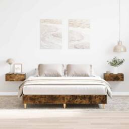 Berkfield Home Durable Bed Frame No Mattress Smoked Oak 140x200 cm Engineered Wood in Brown - thumbnail 2