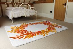 Benjamin Tate Design Orange & Red Autumn Leaves Designer Rug in Natural - Size: Large - thumbnail 3